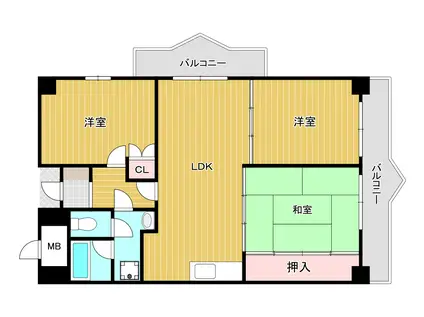 フォーラム岡田(3LDK/8階)の間取り写真
