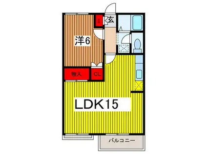 グランハイム関根(1LDK/2階)の間取り写真