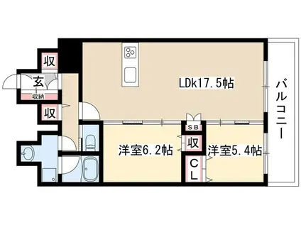 グランルクレ新栄ウエスト(2LDK/11階)の間取り写真