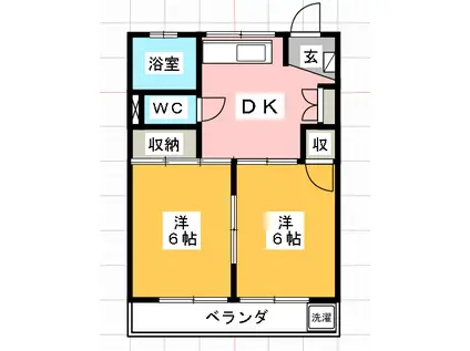 浦井マンション(2DK/1階)の間取り写真
