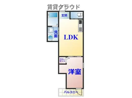 LIKE亥鼻(1LDK/3階)の間取り写真