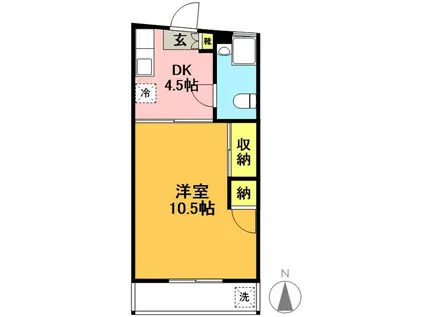 ユタカマンション(1DK/1階)の間取り写真