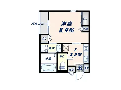 小若江ミッドスクエア(1K/2階)の間取り写真
