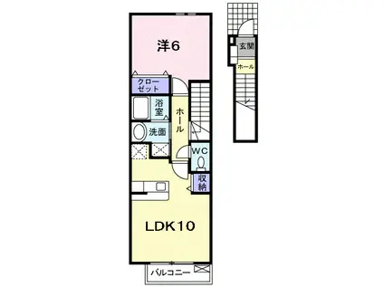 ノール・カルティエ・シマIII(1LDK/2階)の間取り写真