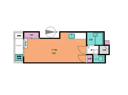 ヴィラ鶴崎(ワンルーム/3階)の間取り写真