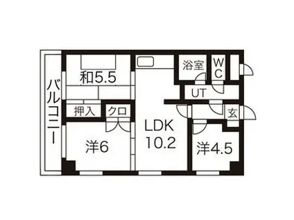 エスパシオ大町II(3LDK/4階)の間取り写真