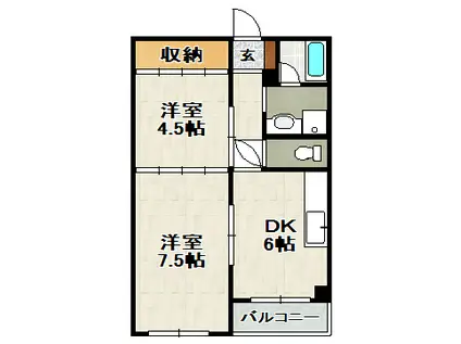 メゾンプルミエール(2DK/2階)の間取り写真