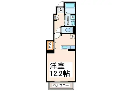 パインヒルズ(ワンルーム/1階)の間取り写真