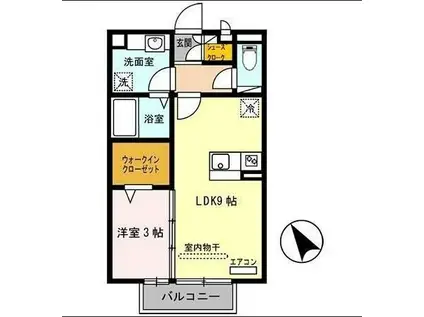 フィオーレ野崎II(1LDK/2階)の間取り写真
