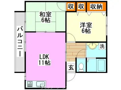 サンクス8(2LDK/2階)の間取り写真