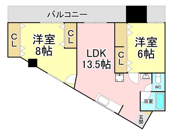 プリンセス黒住(2LDK/3階)の間取り写真