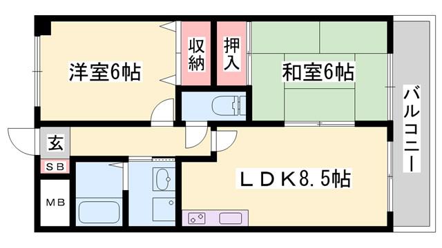 プランドール柳井(2LDK/3階)の間取り写真