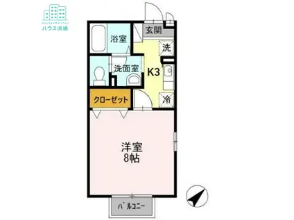 エクセル三城(1K/2階)の間取り写真