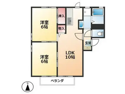 エスペランサI(2LDK/1階)の間取り写真