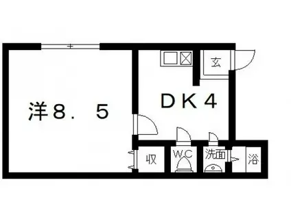 シャリテ栄(1DK/1階)の間取り写真