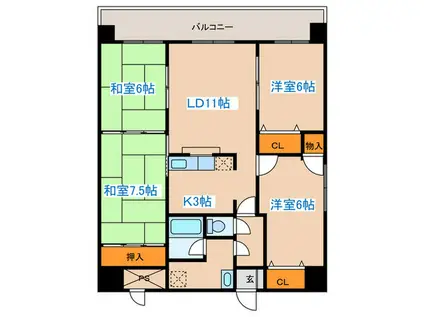 イースト平岸(4LDK/10階)の間取り写真