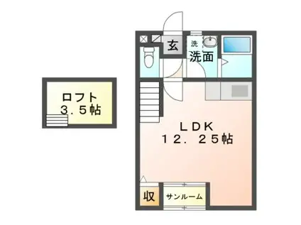 VIVRE(ワンルーム/2階)の間取り写真