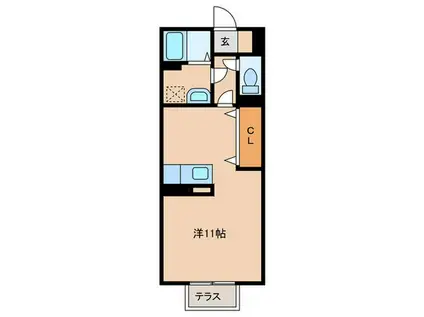 サニーフラット(ワンルーム/1階)の間取り写真