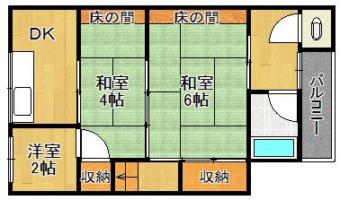 野口文化(2SK/2階)の間取り写真