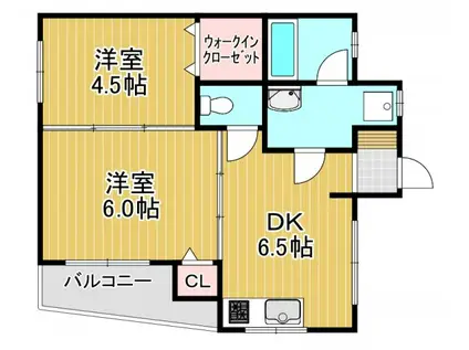 カーザハマムラ(2DK/1階)の間取り写真