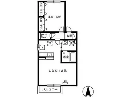 カラバッシュ(1LDK/1階)の間取り写真