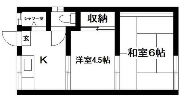 サンビレッヂ東辻井(2K/1階)の間取り写真