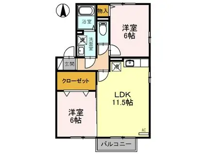メゾンプレミールA棟(2LDK/2階)の間取り写真
