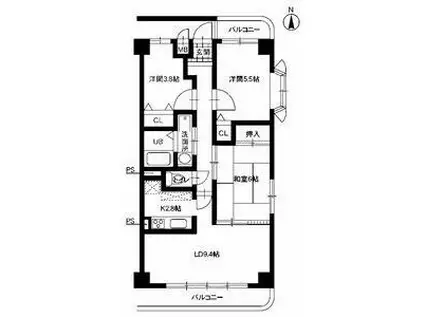 ルミエール(3LDK/3階)の間取り写真