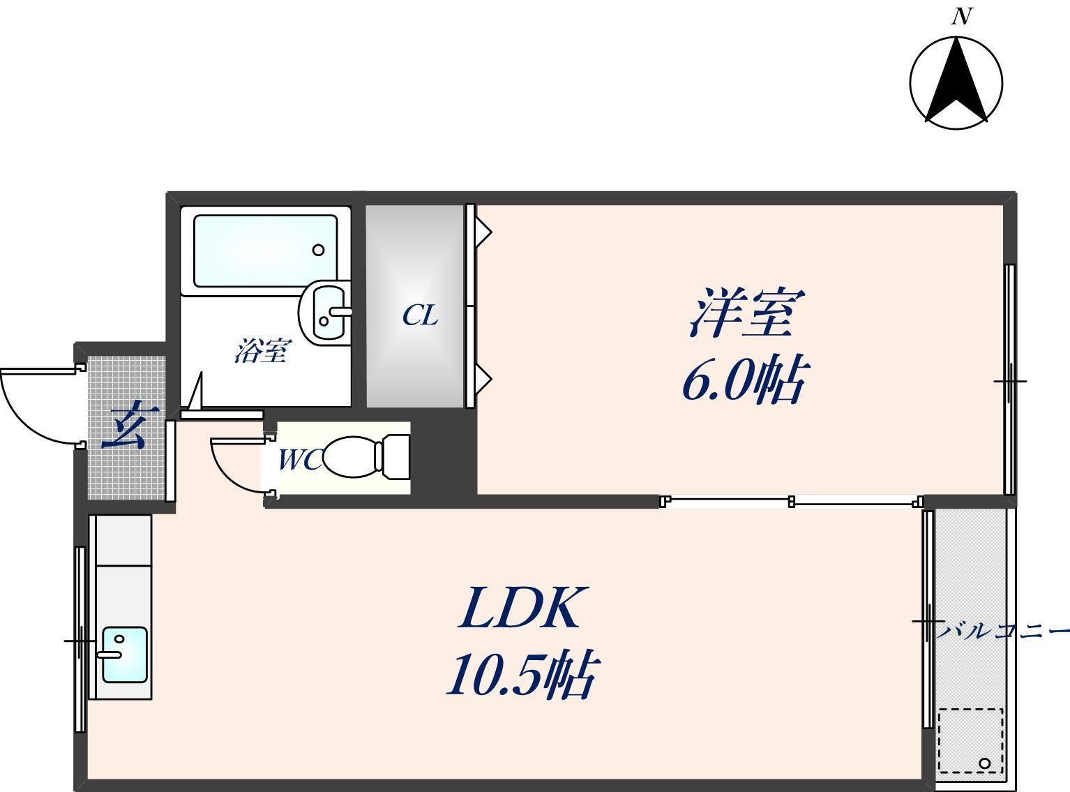 岩崎ハイツP1(1LDK/4階)の間取り写真