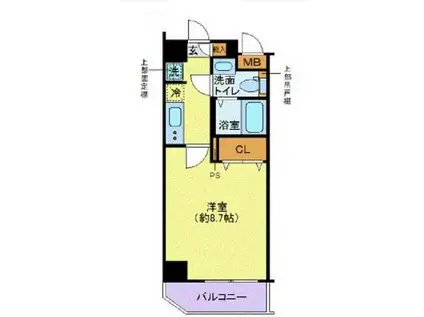 ディアレイシャス木場公園(1K/6階)の間取り写真