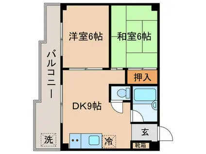 榎本ビル(2DK/2階)の間取り写真