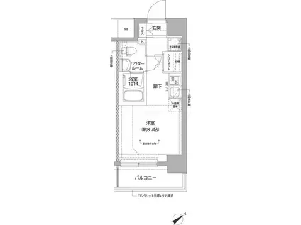 リルシアヨコハマタンマチ(ワンルーム/1階)の間取り写真