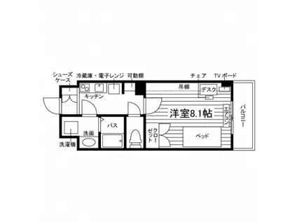 リビスタ盛岡(ワンルーム/3階)の間取り写真