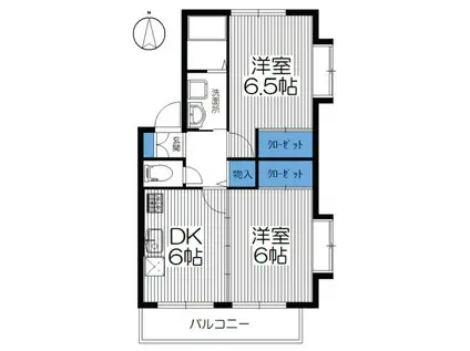 宮城県仙台市泉区 2階建 築21年(2DK/2階)の間取り写真