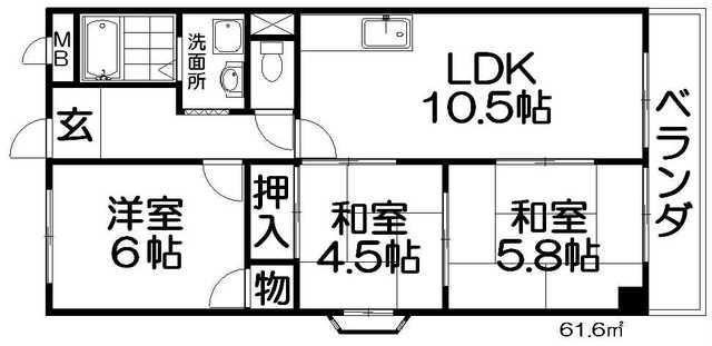 エクレールやぐら(3LDK/1階)の間取り写真