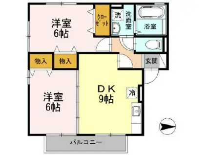 リベルタスクエア A棟(2DK/2階)の間取り写真