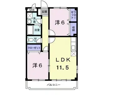 サンヴィレッジ宮園(2LDK/3階)の間取り写真