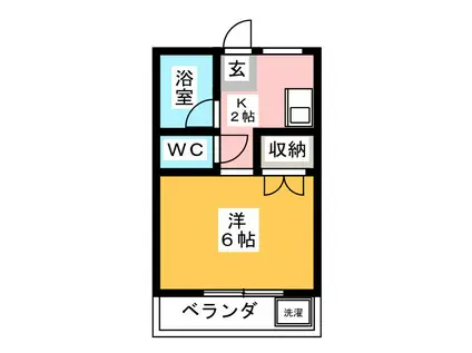 第五美咲グリーンハイツ(1K/2階)の間取り写真