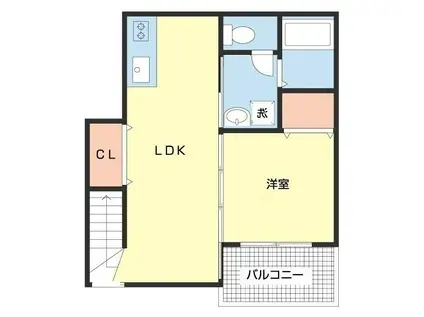 TJ初島A棟(1LDK/2階)の間取り写真