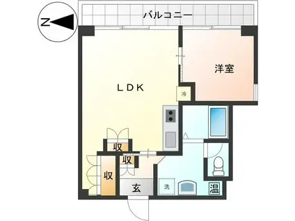 ノイエ・シュトラッセ山木田ビル(1LDK/4階)の間取り写真
