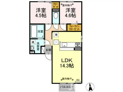 ノーブル スクエア C(2LDK/1階)の間取り写真