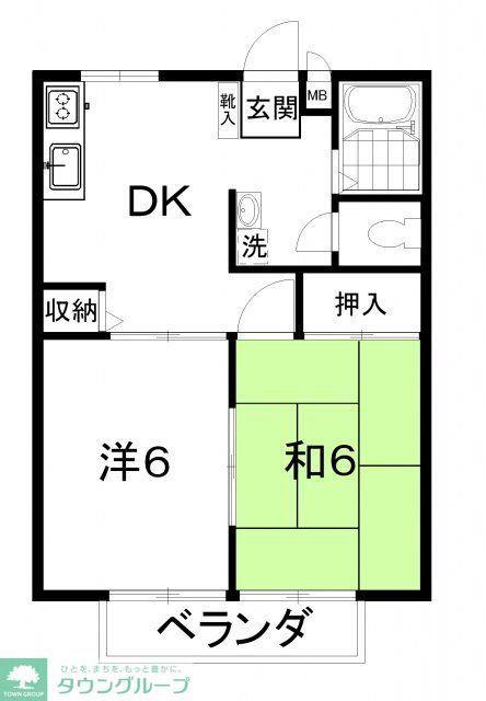 クレールハイム(2DK/2階)の間取り写真