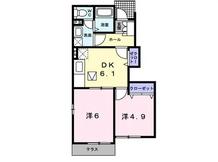 アヴニール遠賀C(2DK/1階)の間取り写真