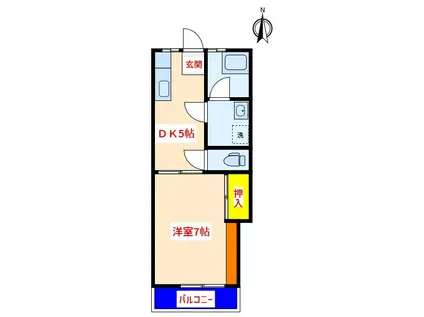 府中ハイツ(1DK/1階)の間取り写真