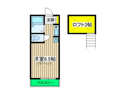 サザンパレス(1K/2階)の間取り写真