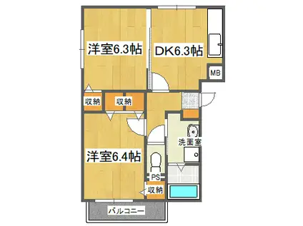 ブレイン佐古I(2DK/2階)の間取り写真