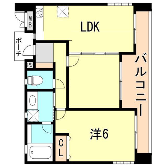 アーバンヴィレッジ神戸中山手(1LDK/6階)の間取り写真
