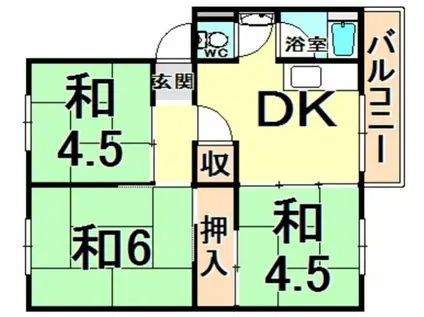 伊丹鴻池(3DK/3階)の間取り写真