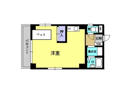 シルキーハイツ(ワンルーム/5階)の間取り写真