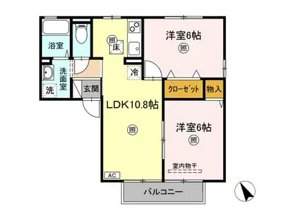 ナルグランデU D(2LDK/1階)の間取り写真